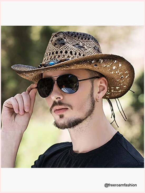 Straw Cowboy Hat with Shapeable Brim for Costume